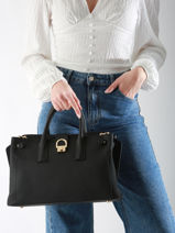 Sac Port� Main M Equestre Cuir Etrier Noir equestre EEQT142M-vue-porte