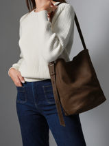 Sac Port� �paule Sac � Dos M Cavalier Nubuck Cuir Etrier Marron cavalier nubuck ECAN126M-vue-porte