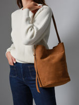 Sac Port� �paule Sac � Dos M Cavalier Nubuck Cuir Etrier Marron cavalier nubuck ECAN126M-vue-porte